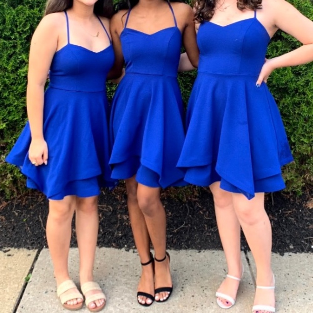 blue short formal dress